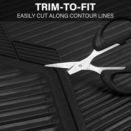 CAR PASS Rubber Floor Mats, All Weather Full Set 4-Piece, Waterproof Automotive Mats Trim to Fit Most Cars Sedans SUVs Vans, Heavy Duty Anti-Slip Easy Clean, All Black - color: Black