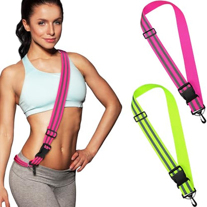 Saintrygo Reflective Sash for Walking at Night Running Gear Safety Reflective High Visibility Jacket Adjustable Sash for Walking Cycling at Night - color: Fluorescent Green, Rose Red