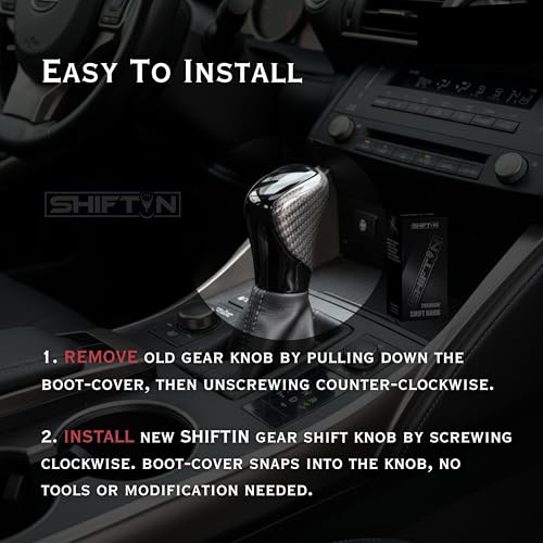 Gear Shift Knob Shifter for Lexus RX-350 ES GS GX IS350 NX300 RC-300 RX 200t 300 350 3450h 450hL 350L (Gray Carbon Leather/Piano Black) - color: Gray Carbon Leather / Piano Black