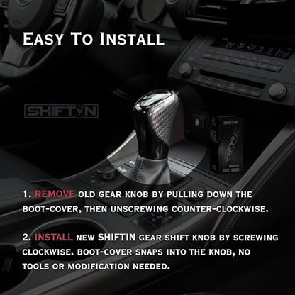 Gear Shift Knob Shifter for Lexus RX-350 ES GS GX IS350 NX300 RC-300 RX 200t 300 350 3450h 450hL 350L (Gray Carbon Leather/Piano Black) - color: Gray Carbon Leather / Piano Black