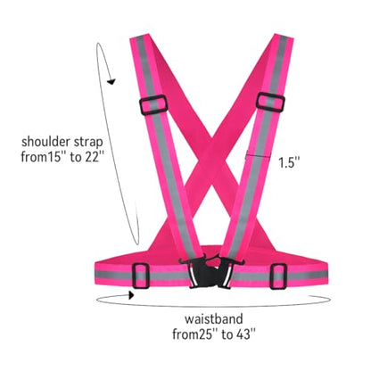Tenalleys 2 Pack Reflective Vest Running Gear Adjustable High Visibility Reflective Running Safety Vest for Women Men Night Cycling,Hiking, Jogging,Dog Walking - color: Pink