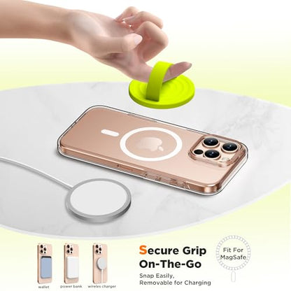 Magnetic Phone Grip Ring Holder, Liquid Silicone Magnet Cell Phone Grip Finger Loop, Compatible with Magsafe, Back of Phone for iPhone 17/16/15/14/13/12 Series, Neon Yellow - color: Neon Yellow