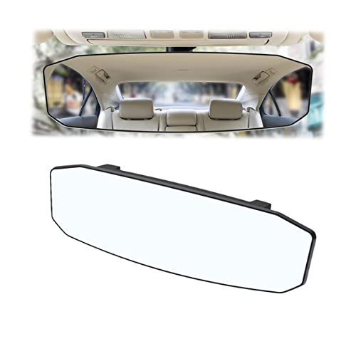 Car Rear View Mirror, 12 Inch Car Interior Panoramic Convex Rearview Mirror, Clip-On HD Wide Angle Extended Curved Mirror, Reduce Blind Spot Effectively, Universal Car Accessories (Irregular White) - color: Irregular White