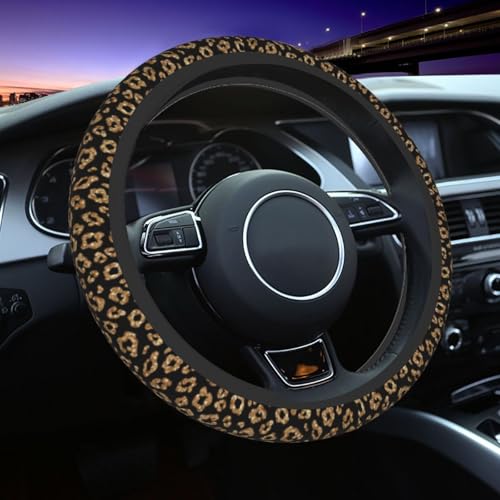 Leopard Cheetah Print Animal Gold Black Steering Wheel Cover for Women Men Girls Car Accessories Decor Anti-Slip Neoprene Auto Steering Wheel Covers Protector Universal 15 Inch - color: 10