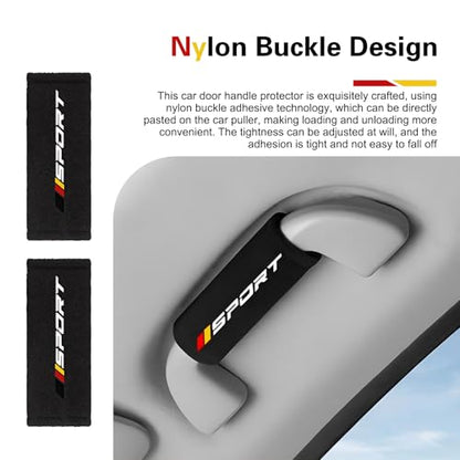 4 PCS Car Inside Door Handle Protector, Sport Style Car Roof Grab Handle Protective Cover, Wear-Resistant & Sweat-Absorbing Door Handles Cover, Universal for Most Cars