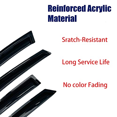 94044 Sunproof Waterproof Side Rain Guards, 4pcs Protective Replacements Wind Deflector Set, Window Visors fit for 1999-2006 Chevy Silverado & GMC Sierra 1500/2500/3500/2500HD Extended Cab - size: 99-06 Double/Extend Cab（Half Rear Door)