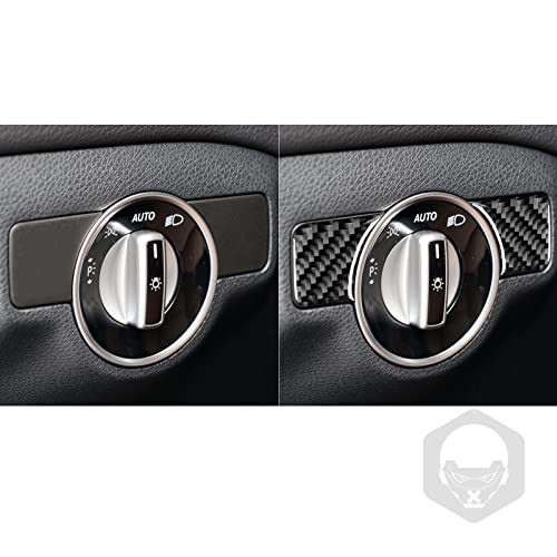 NVCNX Carbon Fiber Compatible with Mercedes-Benz C-Class W204 C300 C350 C63 AMG 2008 2009 2010 Sedan Accessories Car Dash Headlight Switch Button Panel Cover Interior Trim Sticker Decal 2PCs - color: Dash Headlight Switch Button Trim - for 2008-2010