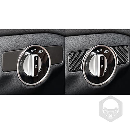 NVCNX Carbon Fiber Compatible with Mercedes-Benz C-Class W204 C300 C350 C63 AMG 2008 2009 2010 Sedan Accessories Car Dash Headlight Switch Button Panel Cover Interior Trim Sticker Decal 2PCs - color: Dash Headlight Switch Button Trim - for 2008-2010