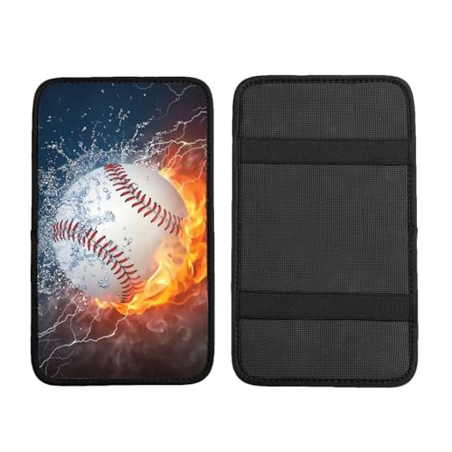 Baseball Auto Center Console Cover Universal Car Armrest Pad Waterproof Women Men Automotive Interior Accessories for Most Vehicle SUV - color: Baseball