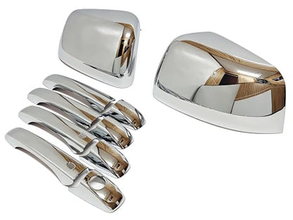Chrome Side Door Handle and Half Mirror Covers Add-on Style Compatible with Dodge Durango/Grand Cherokee 2011-2021