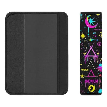 Comfortable Cushion Pad Car Shoulder Strap Harness Pad, Magical Bright Alchemical Cosmic Goth Trippy Purple Sun Moon Art Witchcraft 2PCS Car Belt Covers - color: Color857