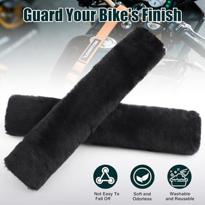 6 PCS Motorcycle Tie Down Straps Soft Loop Covers, Artificial Wool Plush Soft Covers, Easy to Install, Protect Paint and Chrome Surfaces from Scratche During Motorcycle Transport -Black