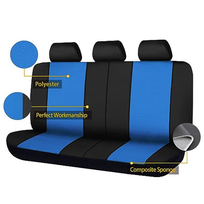 Flying Banner Rear Bench car seat Covers car seat Protectors Split 40/60 50/50 60/40 (Black & Blue, Value) - color: Black & Blue, size: Value