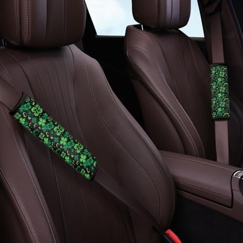 UNICEU Happy St Patrick's Day Car Seat Strap Pads, Lucky Green Leaf Universal Car Seat Belt Pads Cover- Protect Your Neck and Shoulder, Car Accessories Seatbelt Pads - color: Lucky Green Leaf