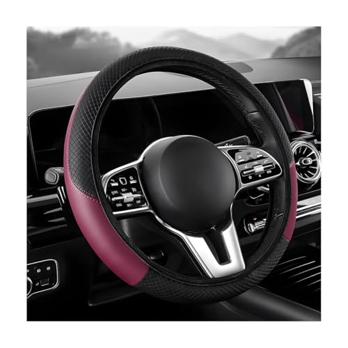Car Steering Wheel Cover, 15 inch Carbon Fiber Microfiber Leather Elastic Steering Wheel Protector, Breathable Anti-Slip Comfortable Steering Wheel Covers for Most Cars (Wine Red, AD) - color: Wine Red, AD