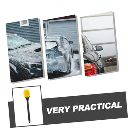 2pc Long Handle Wheel Cleaning Brush Set for Car Detailing Tire Brush Hard Bristles for Rim and Tire Scrub