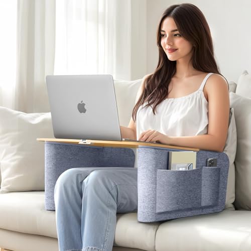 Lap Desk for Adults with Arm Rests,Ergonomic Laptop Pillow Stand for Bed,Couch,Floor,Large Table for Long Hours Work,Eating,Gaming,Reading and Writing,Lap Laptop Desk for College Dorm Room - color: Light Wood