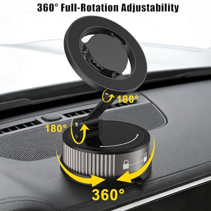 Magnetic Car Phone Holder with Fragrance Diffuser, 360° Rotatable Universal Mobile Phone Mount Compatible for MagSafe iPhone 17/16/15/14/13/12 and More(Dark Gray)