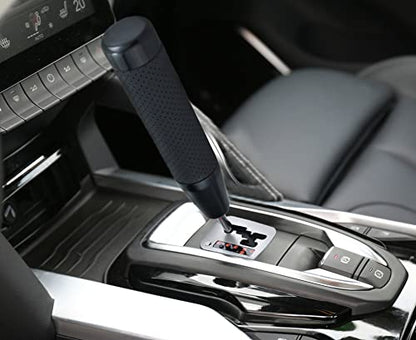 Long Gear Shifter Knob Leather Covered Car Stick Shift Lever Alloy Handle Fit Most Manual Vehicles, Black - color: Black