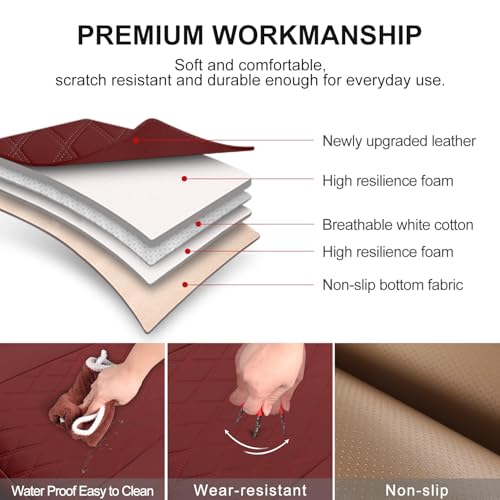 BEITK 1 Pack Leather Front Car Seat Cover Bottom Car Seat, Anti-Slip and Full Wrap Driver Car Seat Protectors, Luxury Waterproof Bottom Auto Seat Cushion Pad Mat for Most Vehicles(Red) - color: red-1pcs