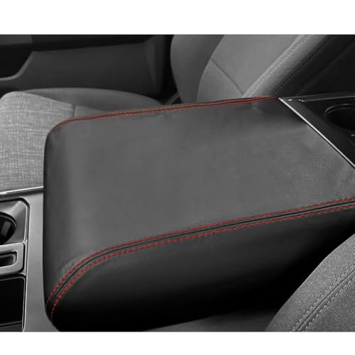 DEYTOP Center Console Cover for Ford F150 2021 2022-2026 Accessories Console Armrest Cover for F150 2026 2025 Accessories Anti-Scratch Leather Armrest Protector (Black with Red Stitches, 2021-2026) - color: Black with Red Stitches, size: 2021-2023