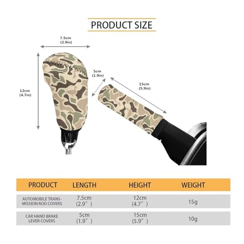 Handbrake and Gear Shift Knob Cover 2 Piece Automobile Hand Brake Cover Car Interior Accessories - color: Duck Camo-B
