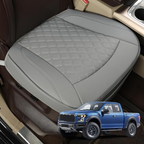 GIANT PANDA Bottom Seat Cover for Trucks&SUV, Front PU Leather Driver Seat Protector Fit for Chevy,Ram,Toyota,GMC,Ford F150 F-Series (2PCS-Grey) - color: Front Seat Gray Style A, size: 2 Pieces Larger Size for Truck&SUV