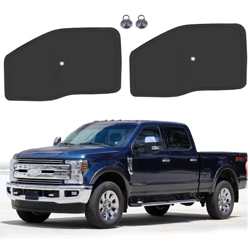 Front Side Window Sun Shade with Suction Cups for 2017-2022 Fo-rd F250 F350 Super Duty 2Dr 4Dr Pickup, Foldable Window Sunshade Sun Visor Protector, Side Window Shades Blocks UV Rays Heat - size: Silver & Black-Fit 2017-2022 Ford F250 F350