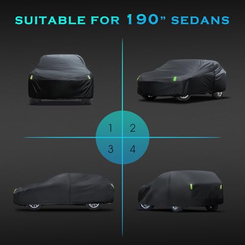 SUV Car Cover Waterproof All Weather for Automobiles, Size S2 Universal Fit for Toyota RAV4, Honda CRV, BMW X3, Hyundai Santa Fe, Nissan Rogue, Subaru Outback, Kia Sorento, Audi Q5 etc.(182-190 inch) - size: S2 Fit SUV Length 182 to 190 inch