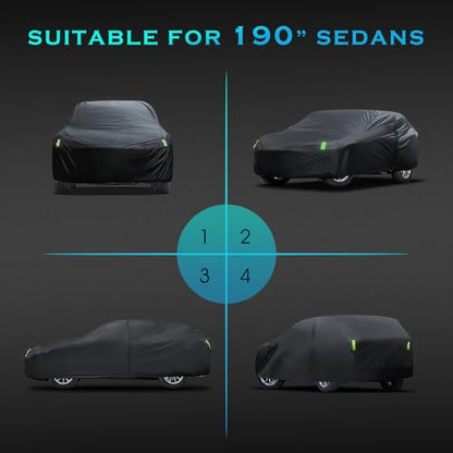 SUV Car Cover Waterproof All Weather for Automobiles, Size S2 Universal Fit for Toyota RAV4, Honda CRV, BMW X3, Hyundai Santa Fe, Nissan Rogue, Subaru Outback, Kia Sorento, Audi Q5 etc.(182-190 inch) - size: S2 Fit SUV Length 182 to 190 inch
