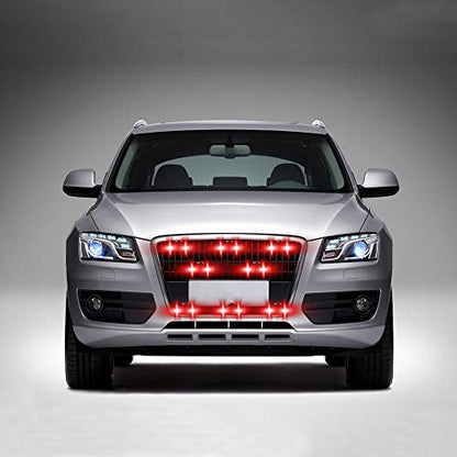 Red 16LED Grille Strobe Lights Dash Deck Visor Police Flash Lights Car Truck Ambulance Emergency Warning Strobe Lights With Remote Control Wireless 12V - color: red, size: 8 in 1