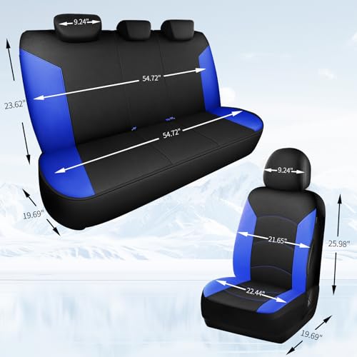 HChengkikz Car Seat Covers Full Set, Waterproof Neoprene Car Seat Covers, Airbag Compatible, All Season Protection Universal Fit Most Cars, Trucks, SUVs (Black + Blue) - color: Black Blue, size: Full Set