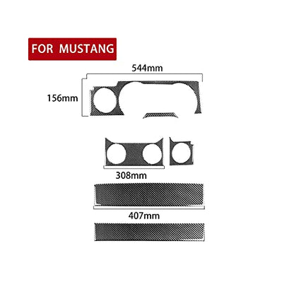 Car Instrument Central Console Dashboard Panel Kit Carbon Fiber Accessories Trim Stickers Compatible with Ford Mustang GT Shelby 2005 2006 2007 2008 2009 7PCS - color: Co-pilot Kit-black