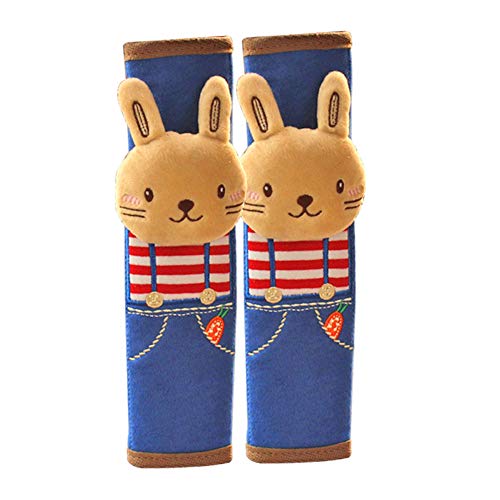 Tianmei 2Pcs Cute Cartoon Doll Styling Car Seat Belt Cover Shoulder Strap Pad (Rabbit) - color: Rabbit Navy - 2PCS