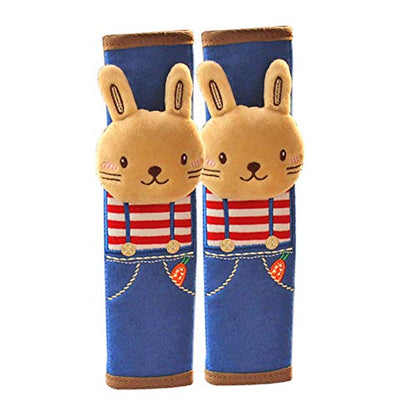 Tianmei 2Pcs Cute Cartoon Doll Styling Car Seat Belt Cover Shoulder Strap Pad (Rabbit) - color: Rabbit Navy - 2PCS