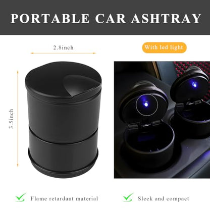 Yourkar Car Ashtray with Lid, Automotive Ashtray with Lid Smell Proof, Smokeless Cigarette Ashtray Holder Cup with LED Blue Light for Most Vehicles, Universal Car Accessories - color: With Light