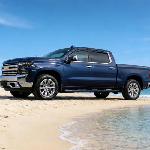 in-Channel Window Rain Guards Window Visors Vent Deflectors Compatible with 2019-2026 Silverado 1500 & Sierra 1500 Crew Cab, Wind Deflector Smoke 4PCS - size: For Silverado/Sierra 1500 Crew Cab