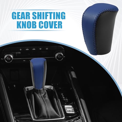 Gear Shift Head Knob Cover Transmission Lever Trim for Honda Civic 10th Gen 2016 2017 2018 2019 2020 Faux Leather Black Blue Stitches