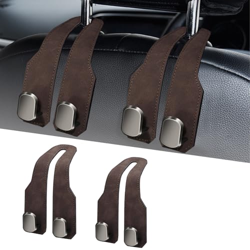 Car Seat Headrest Hooks for Purses and Bags, 2 Pack Bag Purse Holder for Car With Double Metal Hooks, Car Purse Hanger, Headrest Back Seat Handbags Hook Cute Hanging Accessories, Brown - color: Brown 2pcs