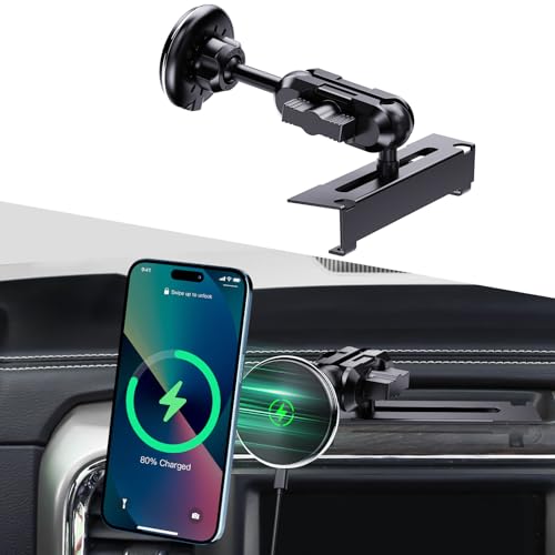 Kaishengyuan Magnetic Phone Mount with Wireless Charging for Ram Truck 2013-2018, Dash Mount Cell Phone Holder Compatible with RAM 1500/2500/3500 & 2019+ Classic 360° Rotation Smartphone Cradles - style: Wireless Charge