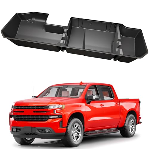 FengYu Under Seat Storage Box Compatible with 2019-2026 Chevy Chevrolet Silverado 1500/GMC Sierra 1500, 2020-2026 Silverado/Sierra 2500HD/3500HD Double Cab & Crew Rear Underseat Organizer Accessories - size: 19-26 Chevy Silverado/GMC Sierra 1500