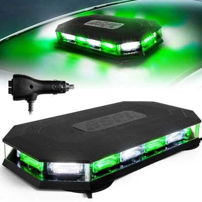 ASPL 16.5 Inch Roof Top Beacon Emergency Strobe Light 56 LED Magnetic Warning Caution lights bar Traffic Hazard Plow Light for Trucks Vehicles Construction Snowplow (Green/White) - color: Green/White