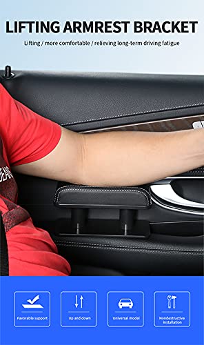 JEYODA Car Armrest Pad, Left Elbow Support, General Leather Booster Pad, Central Armrest Box, Adjustable Armrest (Black red line) - color: Black Red Line