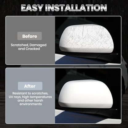 Compatible with 2012-2020 Toyota Sienna Right Side Mirror Cover Cap, White Passenger Side Clip-on Mirror Cap Replacement Without Turn Signal Light Replaces for 87915-08021-A0 - color: Right White