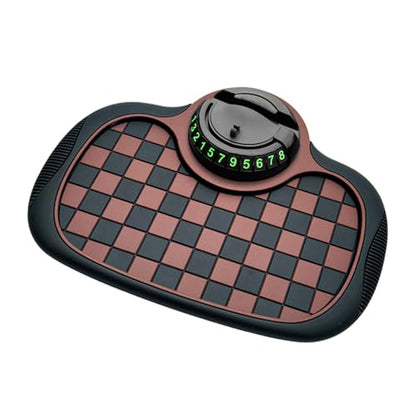 Multifunction Car Anti-Slip Dashboard Mat Sunglasses Holder Rotatable Anti Skid Car Dashboard Pad with Temporary Parking Number 4-in-1 Automobile Dashboard Accessories for Men