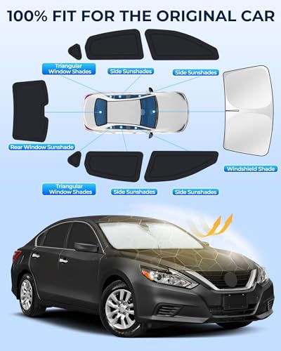 for Nissan Altima 2013-2018 Car Window Shades, 8pcs Privacy Sun Shade Set for Front Windshield Side and Rear Windows, Full Window Covers Keeps Vehicle Cool for Camping Napping - size: fit for Nissan Altima 2013-2018