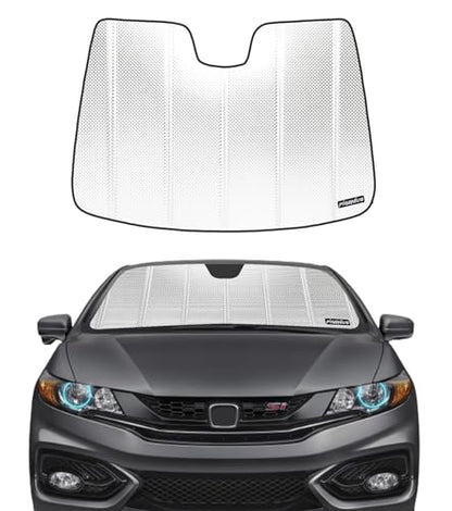 Pigenius Windshield Sun Shade for Honda Civic Coupe 2012-2015. Reflective Aluminum Film Front Window Sunshade - BLAZBLOCK - color: Classic Shiny Silver, size: 2012-2015 Coupe