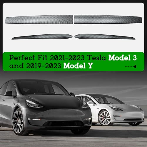 Dashboard Cover Wrap and Front Door Trim Armrest Panel Cover Wrap Compatible with Tesla Model 3(2021-2023) and Model Y(2019-2024) Tesla Interior Cover Trim 4PCS-Matte Carbon Fiber - color: Matte Carbon Fiber