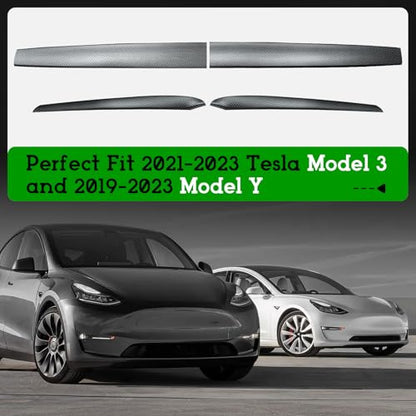 Dashboard Cover Wrap and Front Door Trim Armrest Panel Cover Wrap Compatible with Tesla Model 3(2021-2023) and Model Y(2019-2024) Tesla Interior Cover Trim 4PCS-Matte Carbon Fiber - color: Matte Carbon Fiber