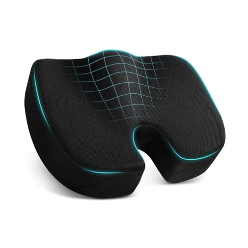 TushGuard Office/ Car Seat Cushion, Non-Slip Sciatica & Back Coccyx Tailbone Pain Relief Chair Pad, Memory Foam Butt Pillow for Computer Desk, Wheelchair, Driving (Black) - color: Black, size: Large